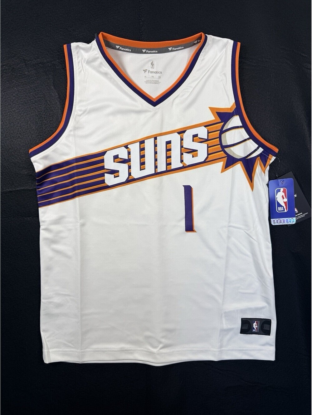 Fanatics Phoenix Suns Devin Booker #1 White NBA Basketball Jersey Size Youth L
